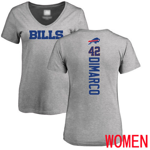 NFL Women Buffalo Bills #42 Patrick DiMarco Ash Backer V-Neck T Shirt